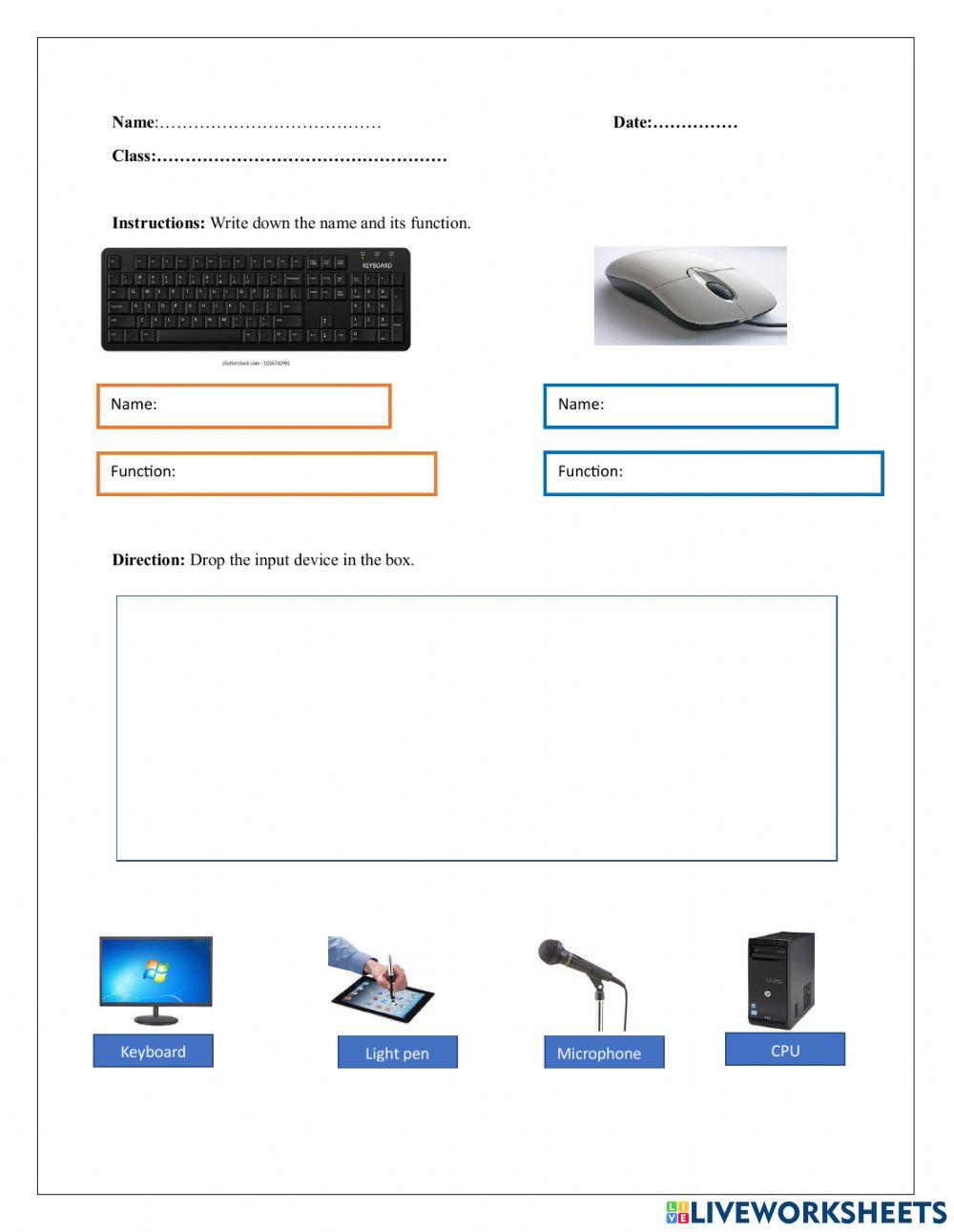 Input devices online worksheet for 3 | Live Worksheets