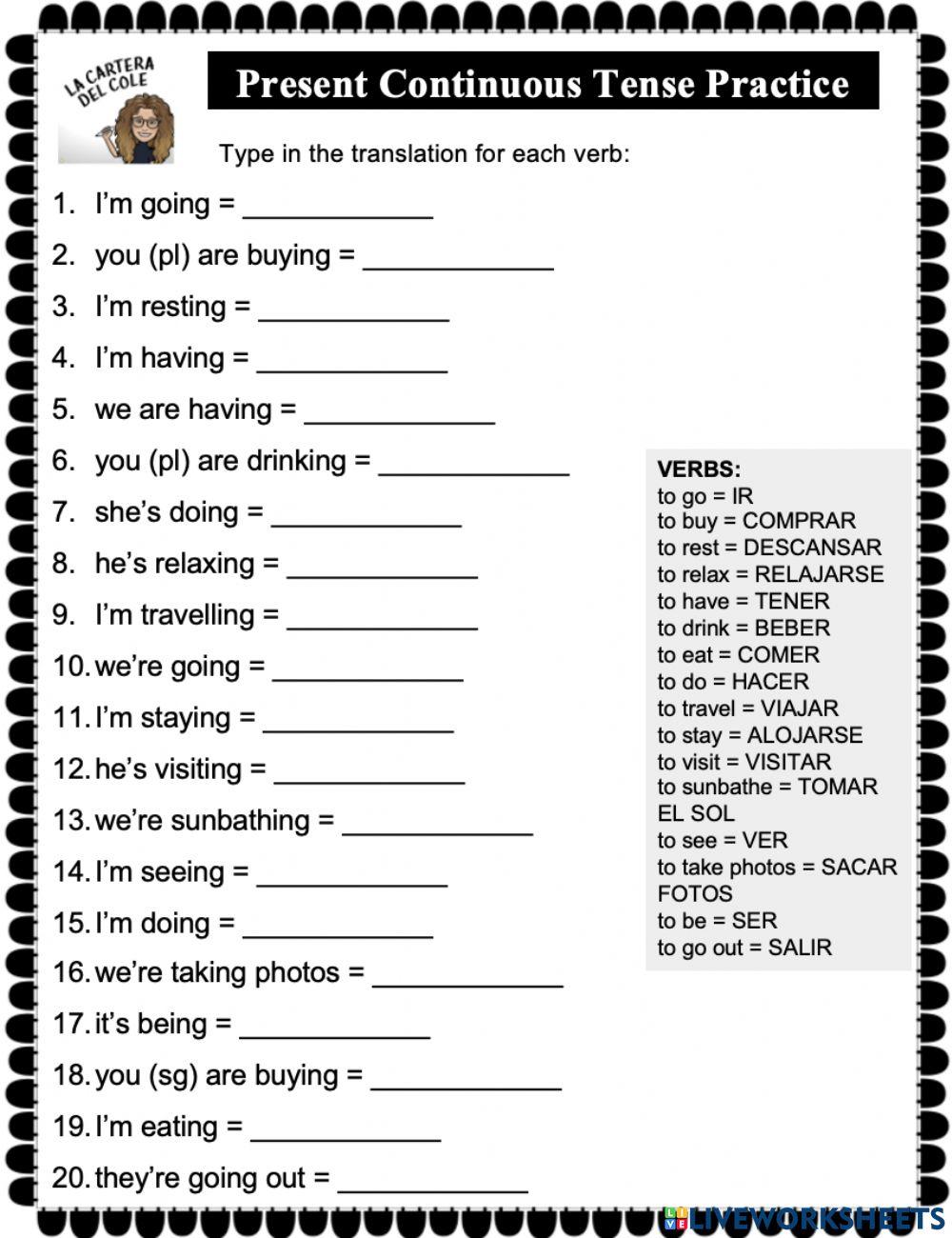 Present continuous practise