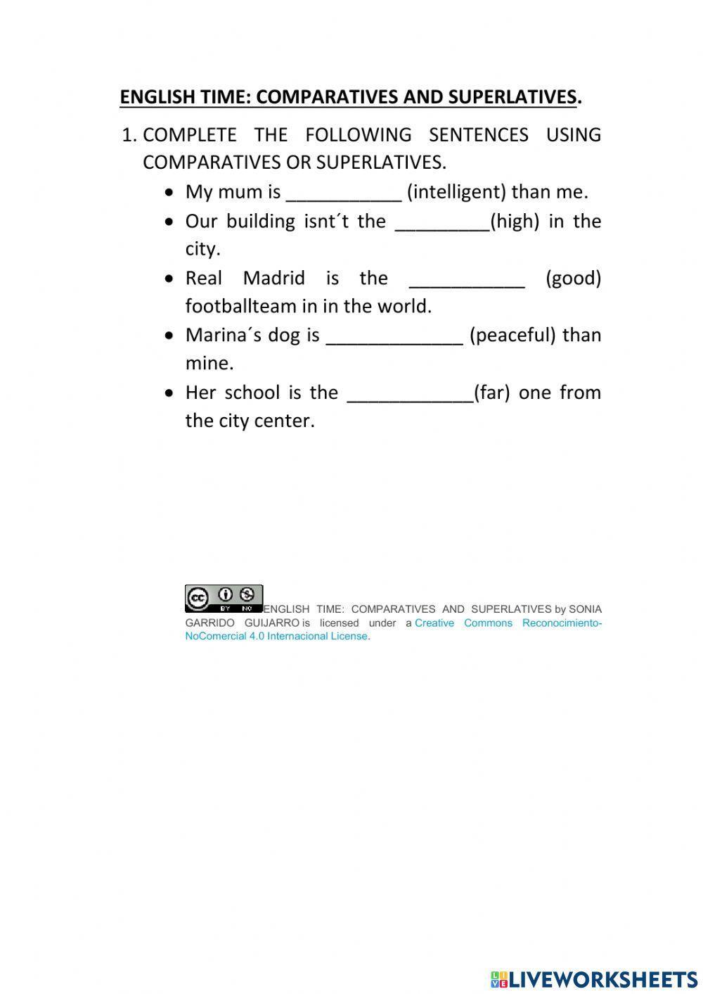 English time: comparatives and superlatives.