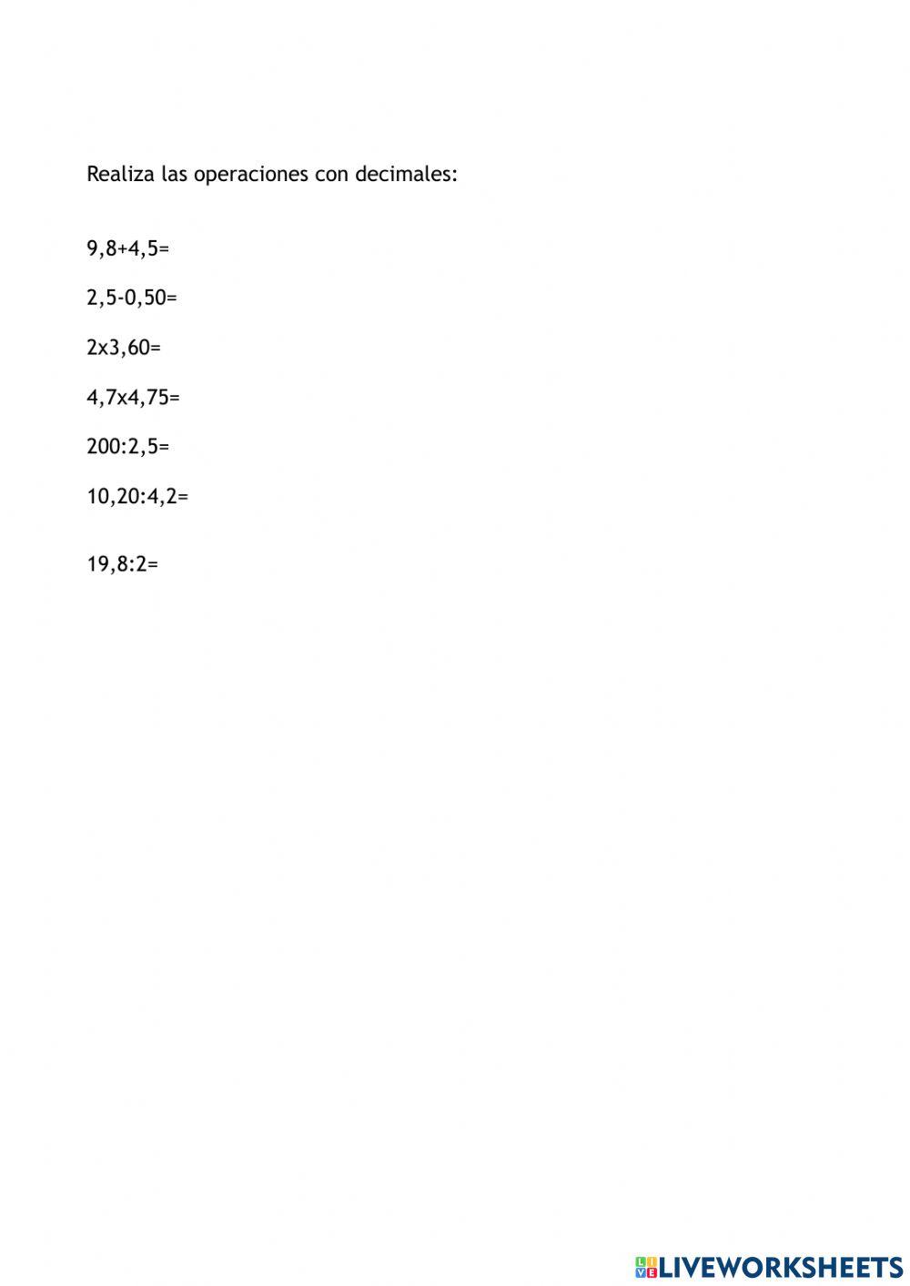 Dividir con decimales