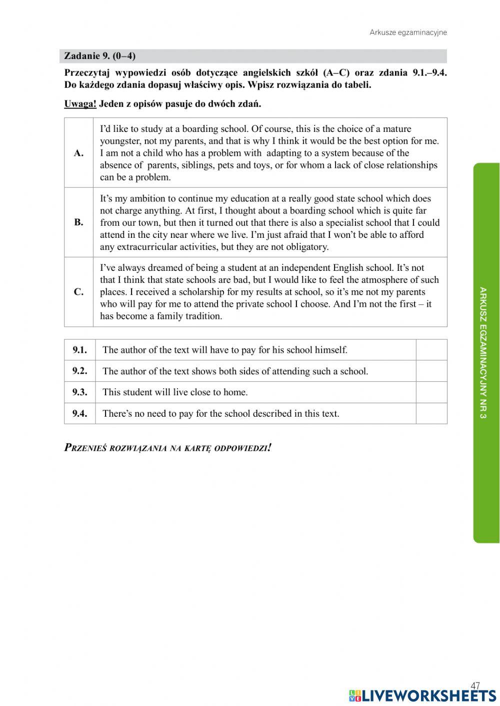 egzamin ósmoklasisty