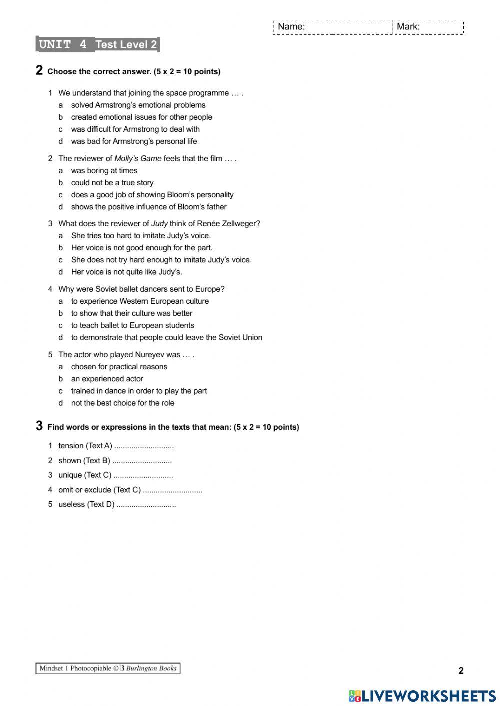 Mindset 1 - unit 4 reading