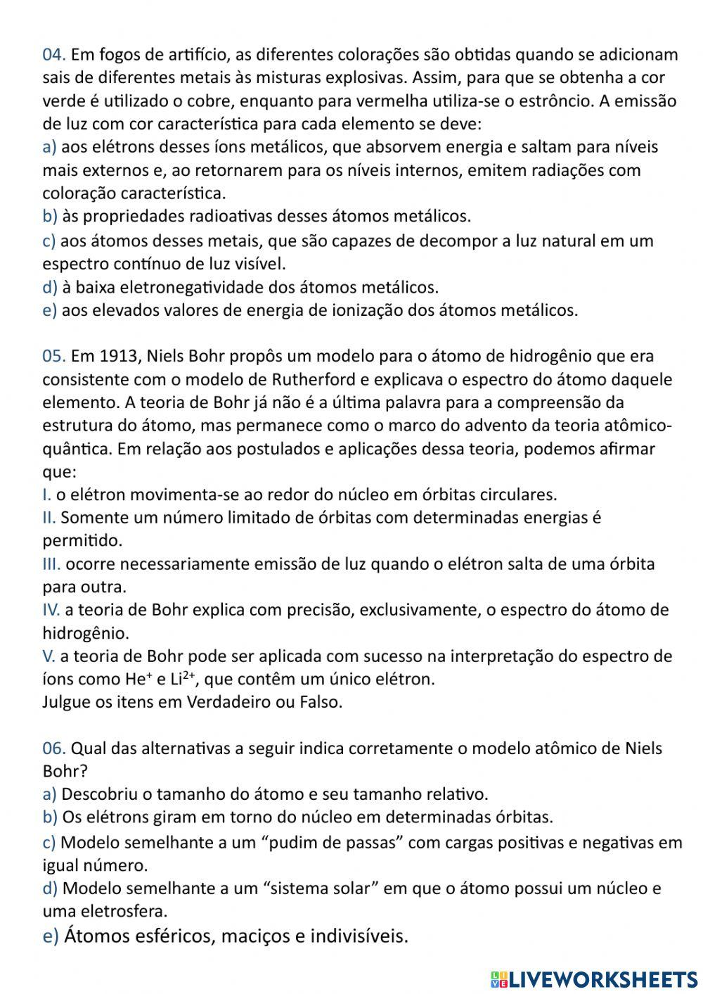 A linha do tempo dos modelos atômicos - Rutherford e Bohr.
