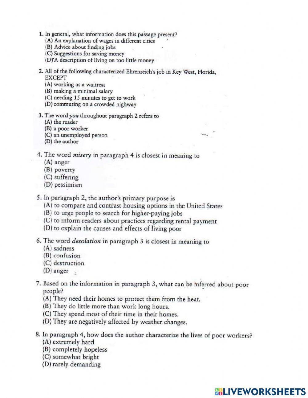 Reading practice-preparatory