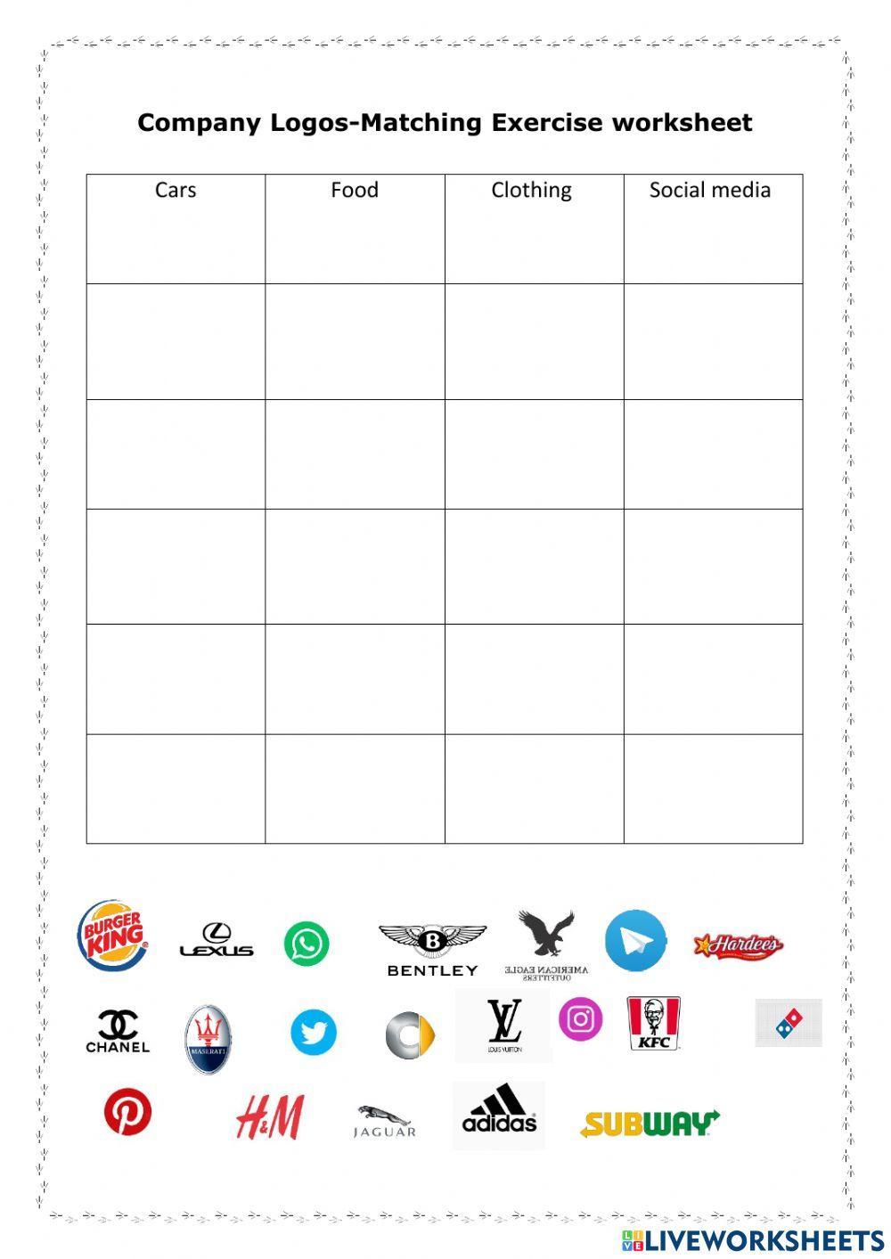 2557667 | Company Logos-Matching Exercise worksheet