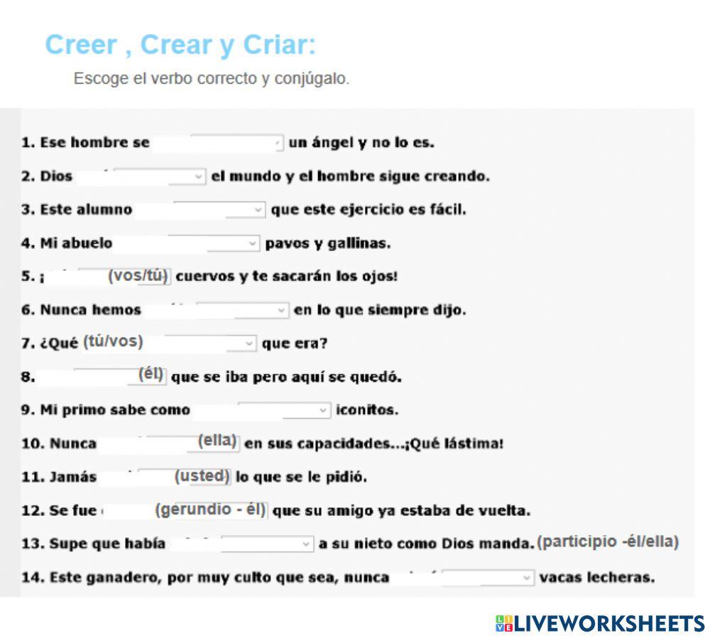 Creer, crear y criar