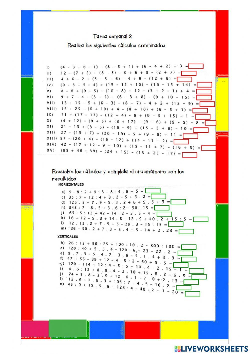 Cálculos combinados