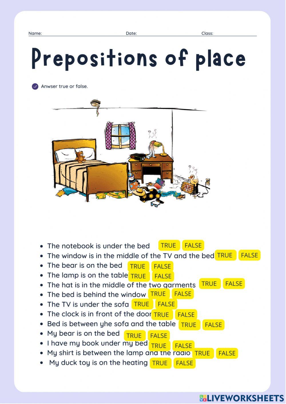 Prepositions of place