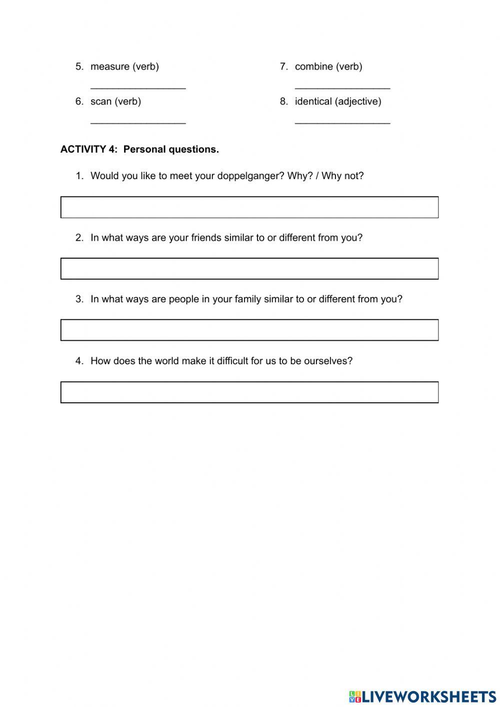 (2) identity worksheet | Live Worksheets