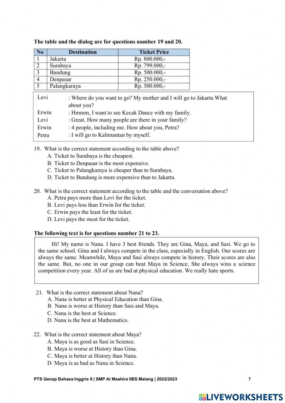 PTS Kelas 8 Bahasa Inggris