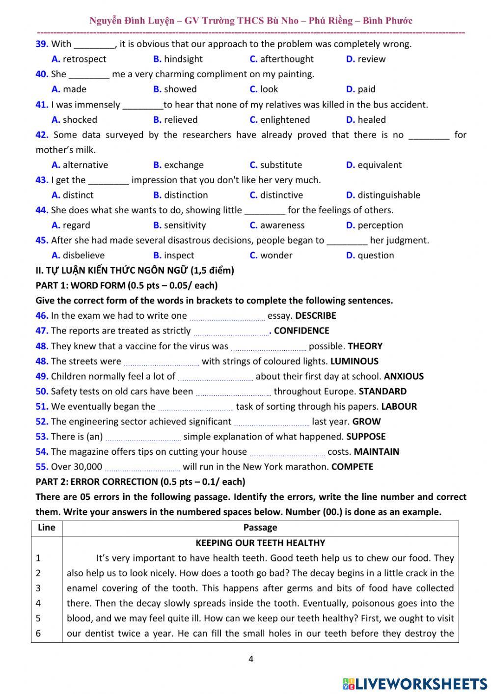 Ôn chuyên 9 test 3