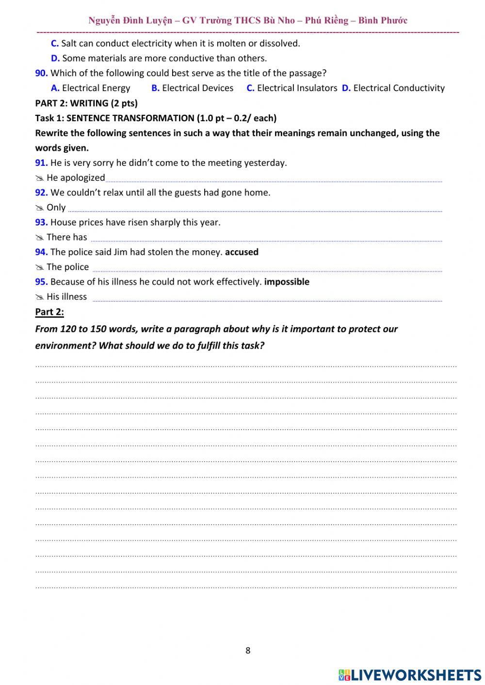 Ôn chuyên 9 test 3