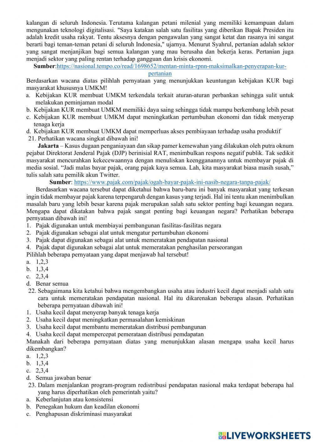 UH agrikultur & maritim + redistribusi