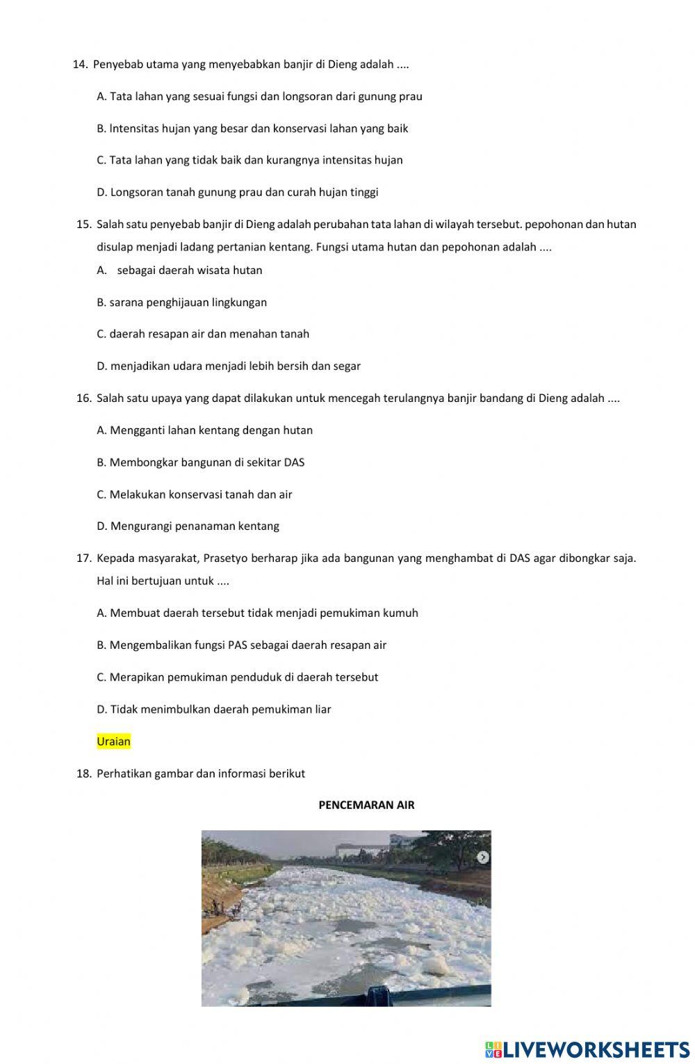 Latihan PTS Genap IPA 7