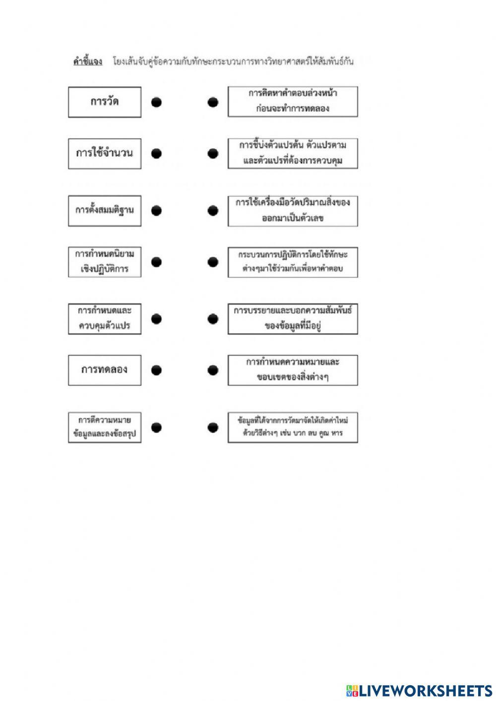 แบบทดสอบทักษะวิทย์