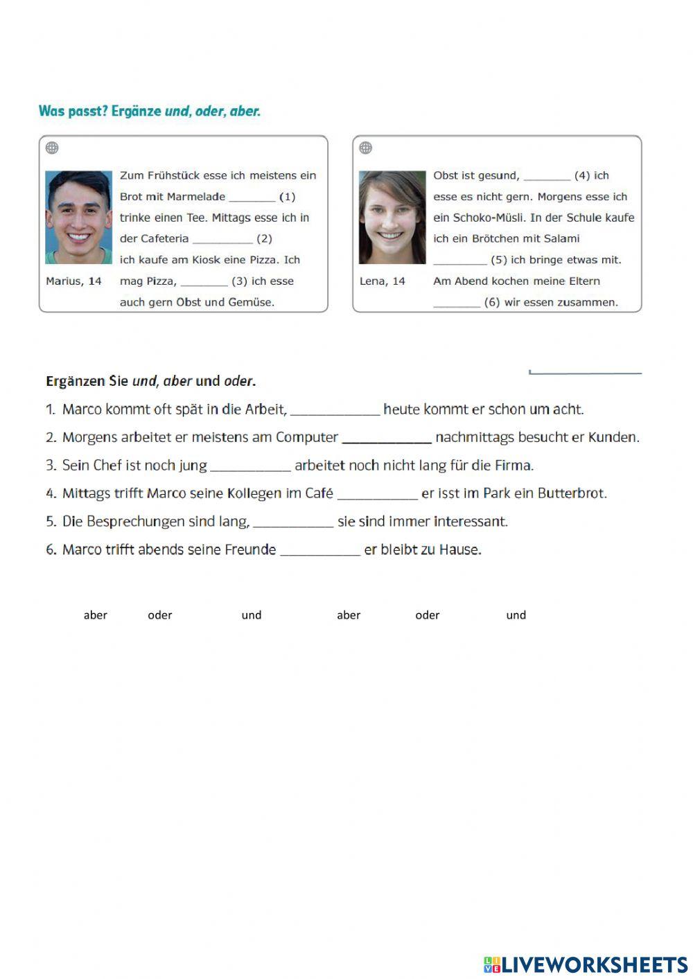 Und, oder,aber - Übung