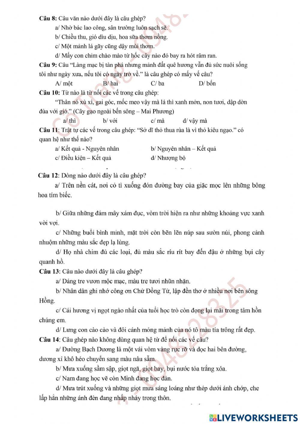 Ôn tập Tiếng Việt 5