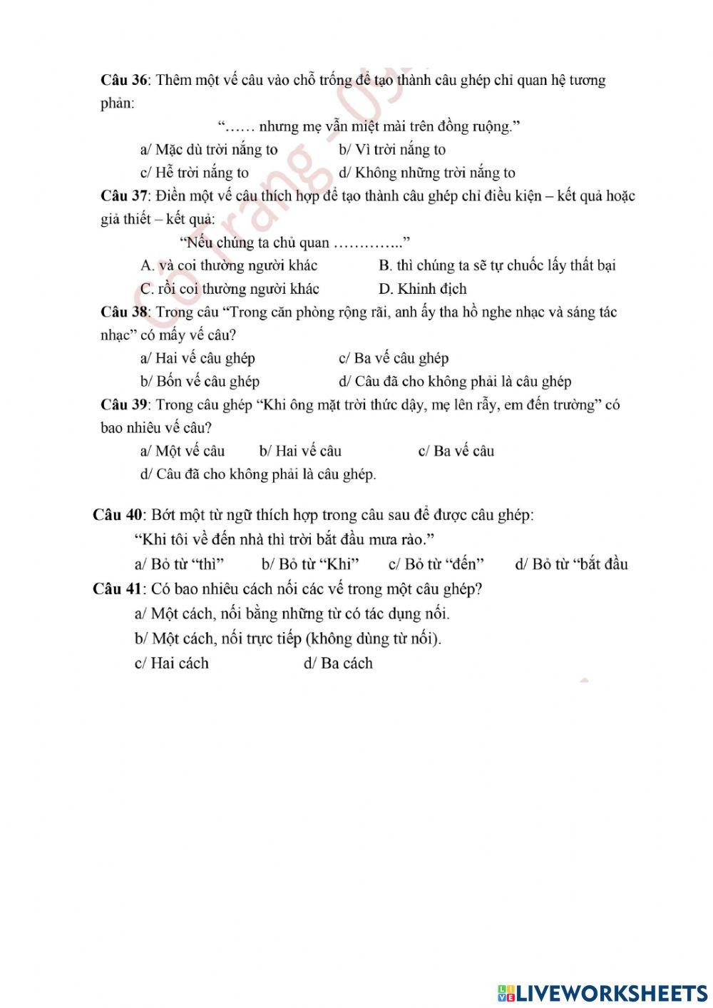 Ôn Tập Tiếng Việt 5 đề 2