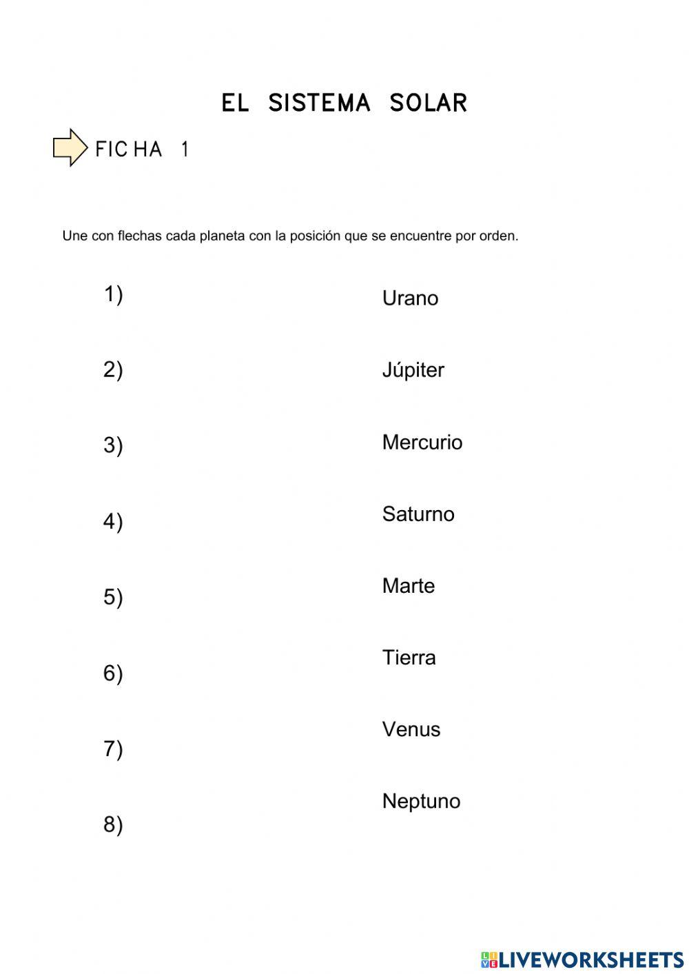 El sistema solar online exercise for Segundo de Primaria Live Worksheets