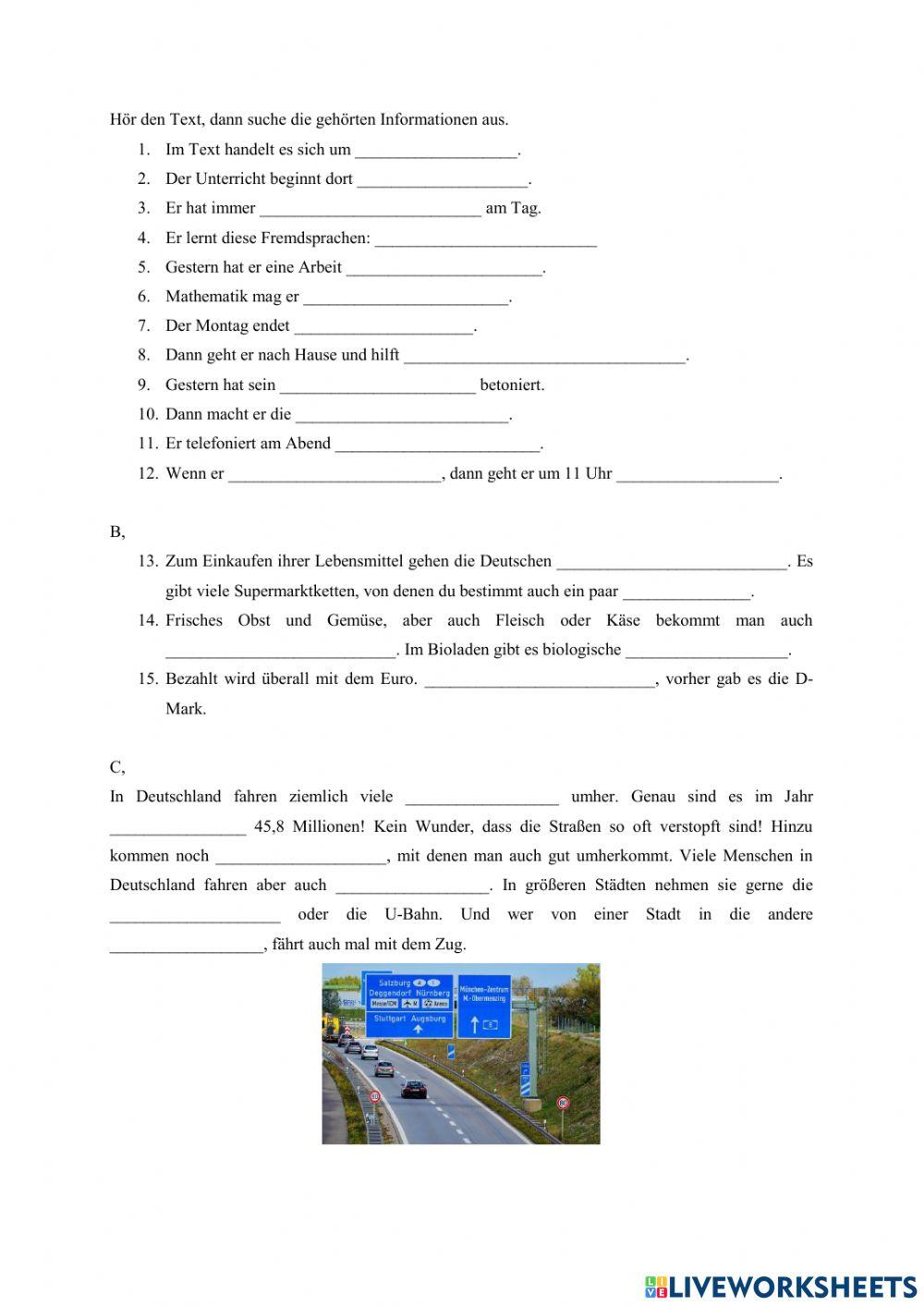 Hörverstehen den 03.08 - Tag, Nikolaus, Fahren