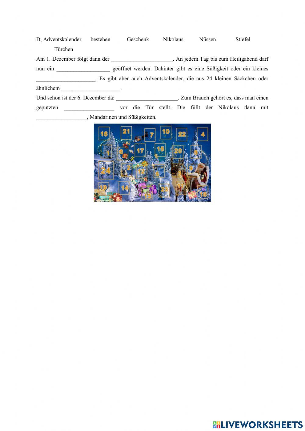 Hörverstehen den 03.08 - Tag, Nikolaus, Fahren