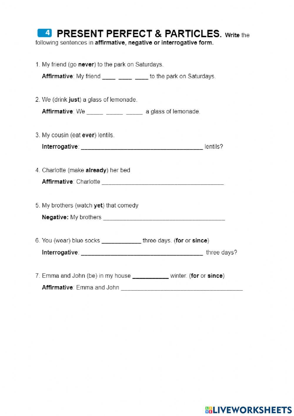 5º - English - GRAMMAR Units 6 and 10 - PRESENT PERFECT AND PARTICLES