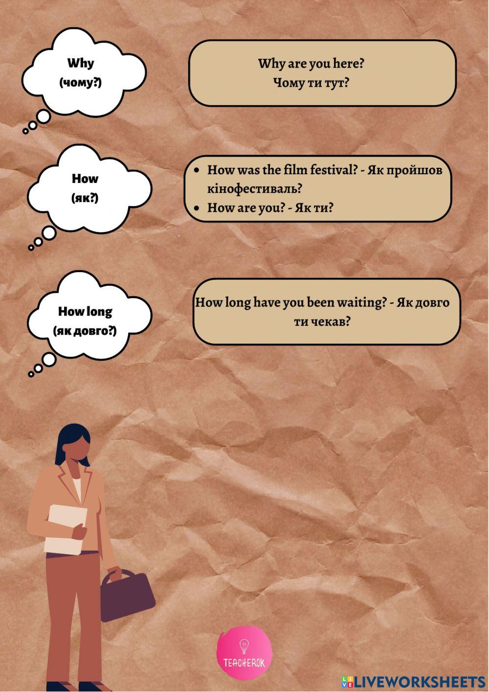 The verb 'be'. Question words