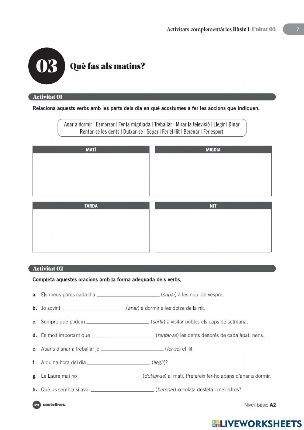 Què fas al matí?  ماذا تفعل في الصباح