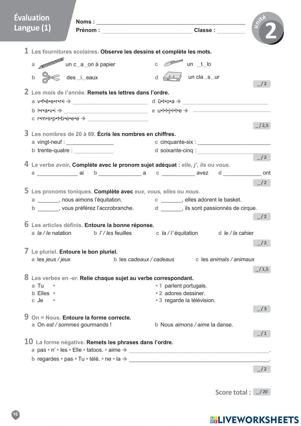 Évaluation unité 2 Transit 1