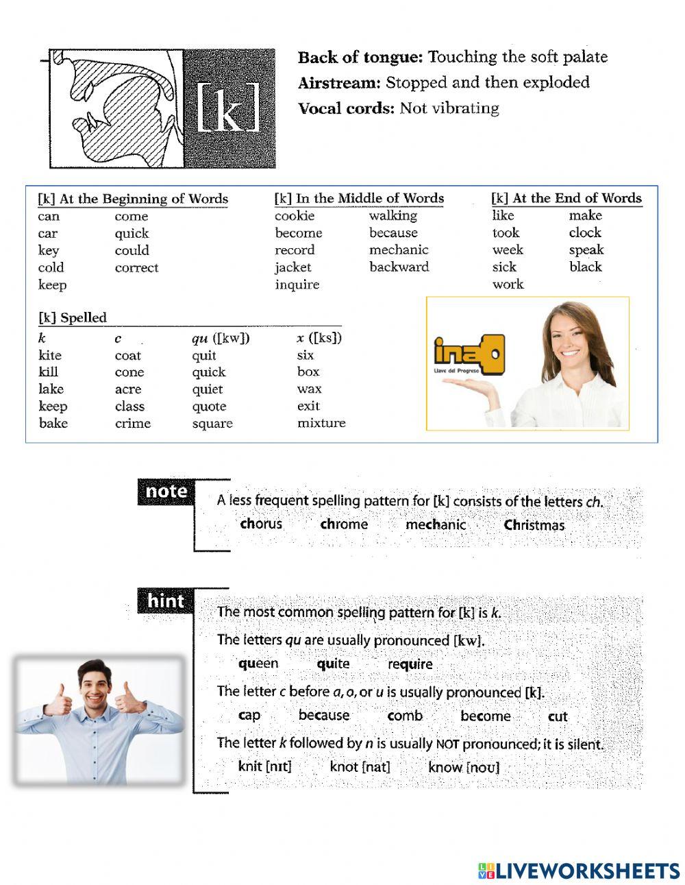 Consonants r and k