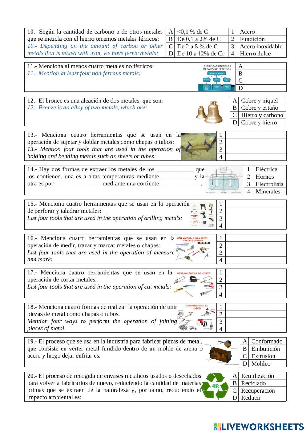 Examen Tema 5.-Los metales