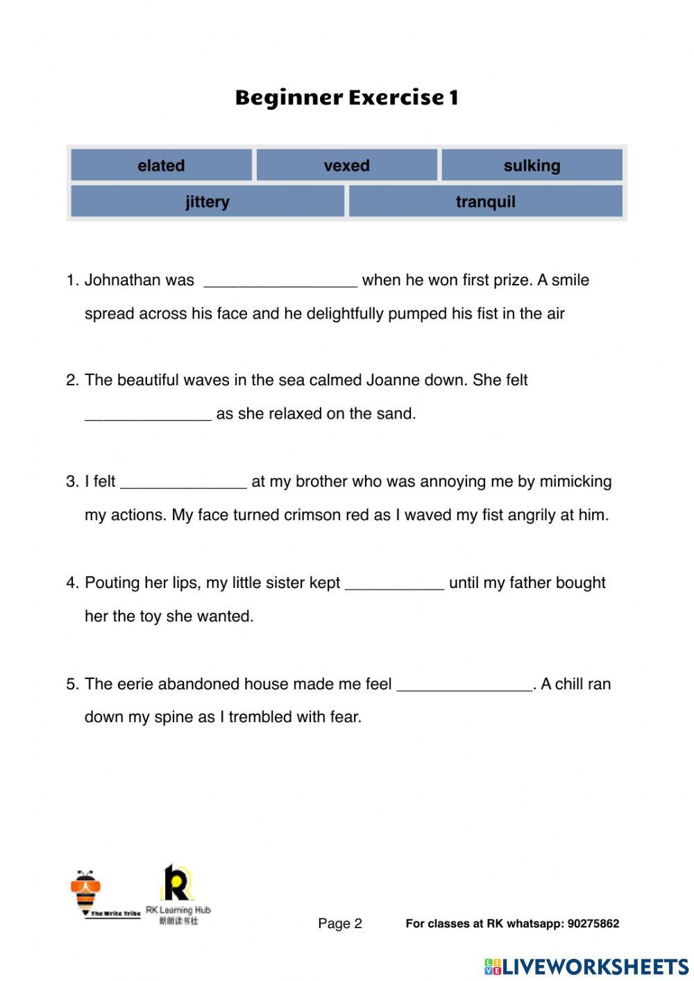 Emotional adjectives workshop part 1