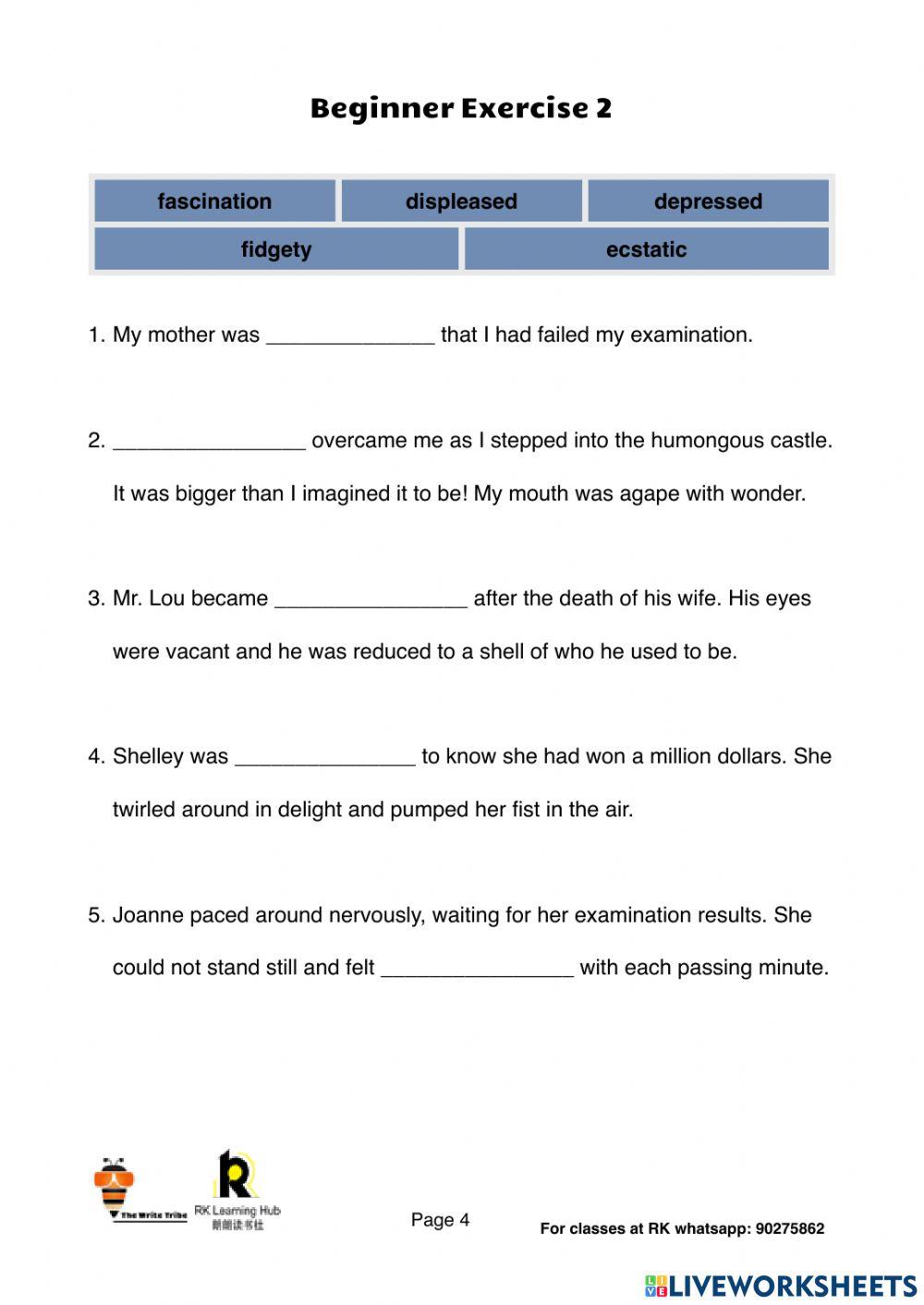 Emotional adjectives workshop part 1