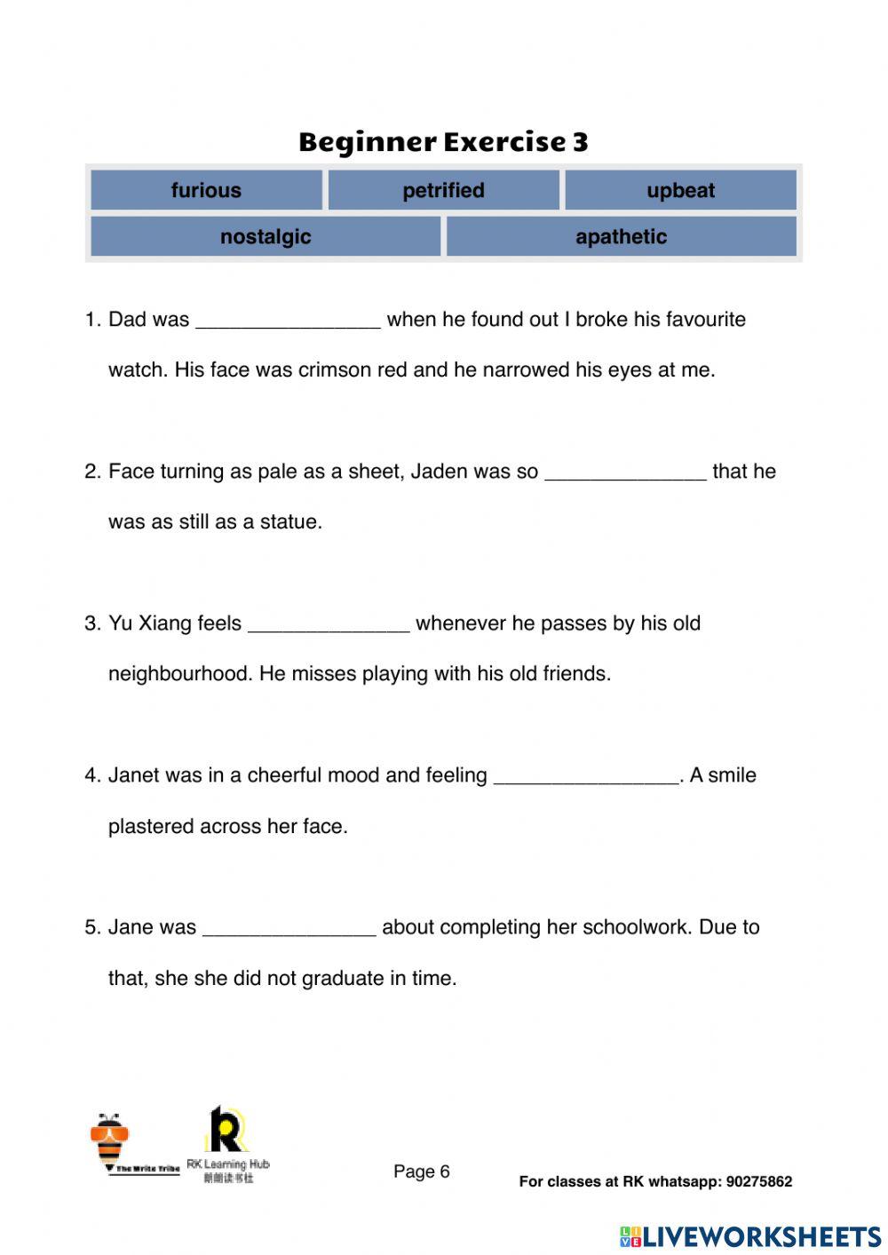 Emotional adjectives workshop part 1