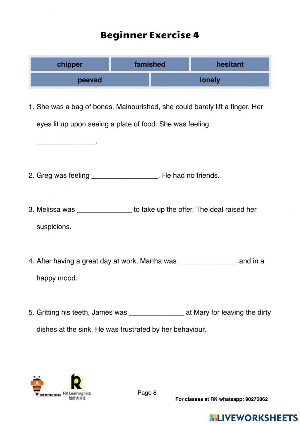Emotional adjectives workshop part 1