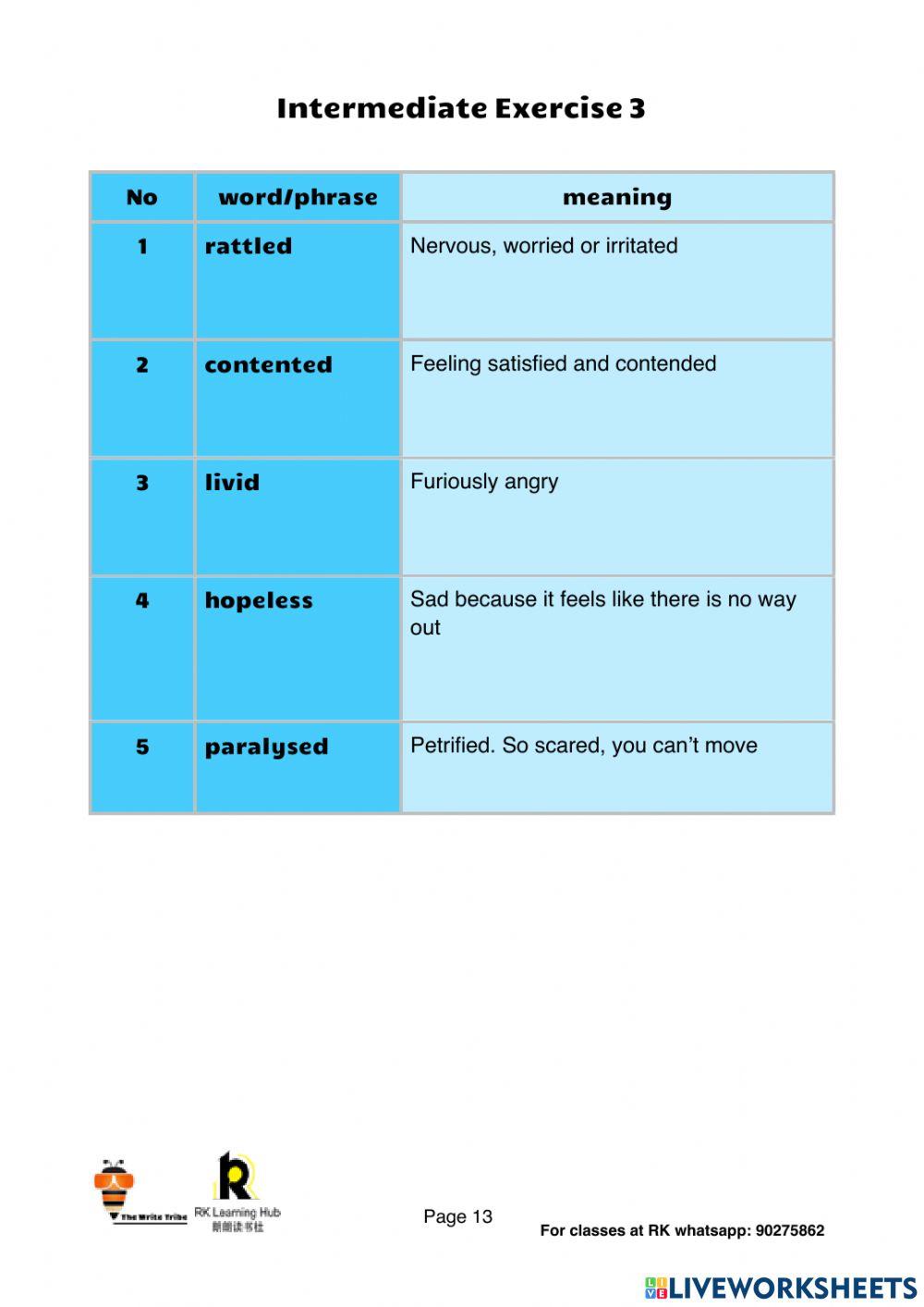 Emotional adjectives workshop part 2