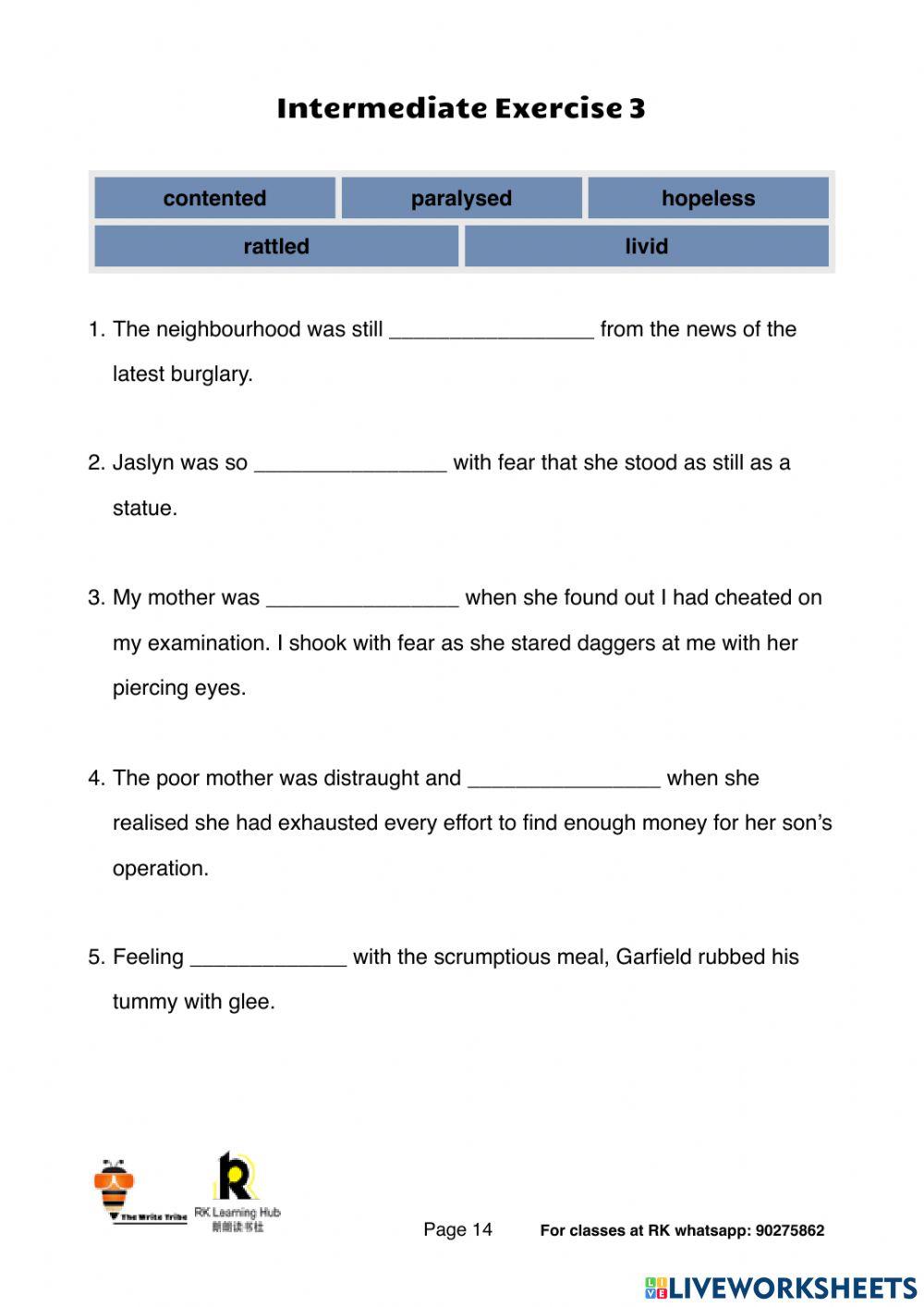 Emotional adjectives workshop part 2