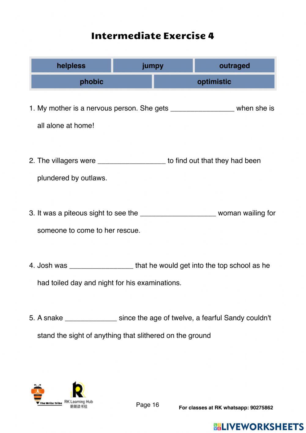 Emotional adjectives workshop part 2