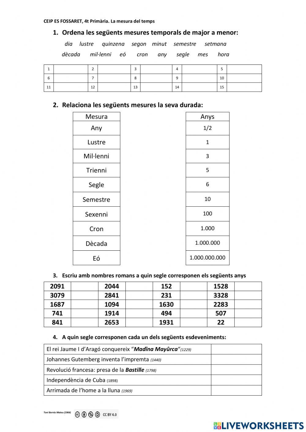 Mesura del temps, control 01