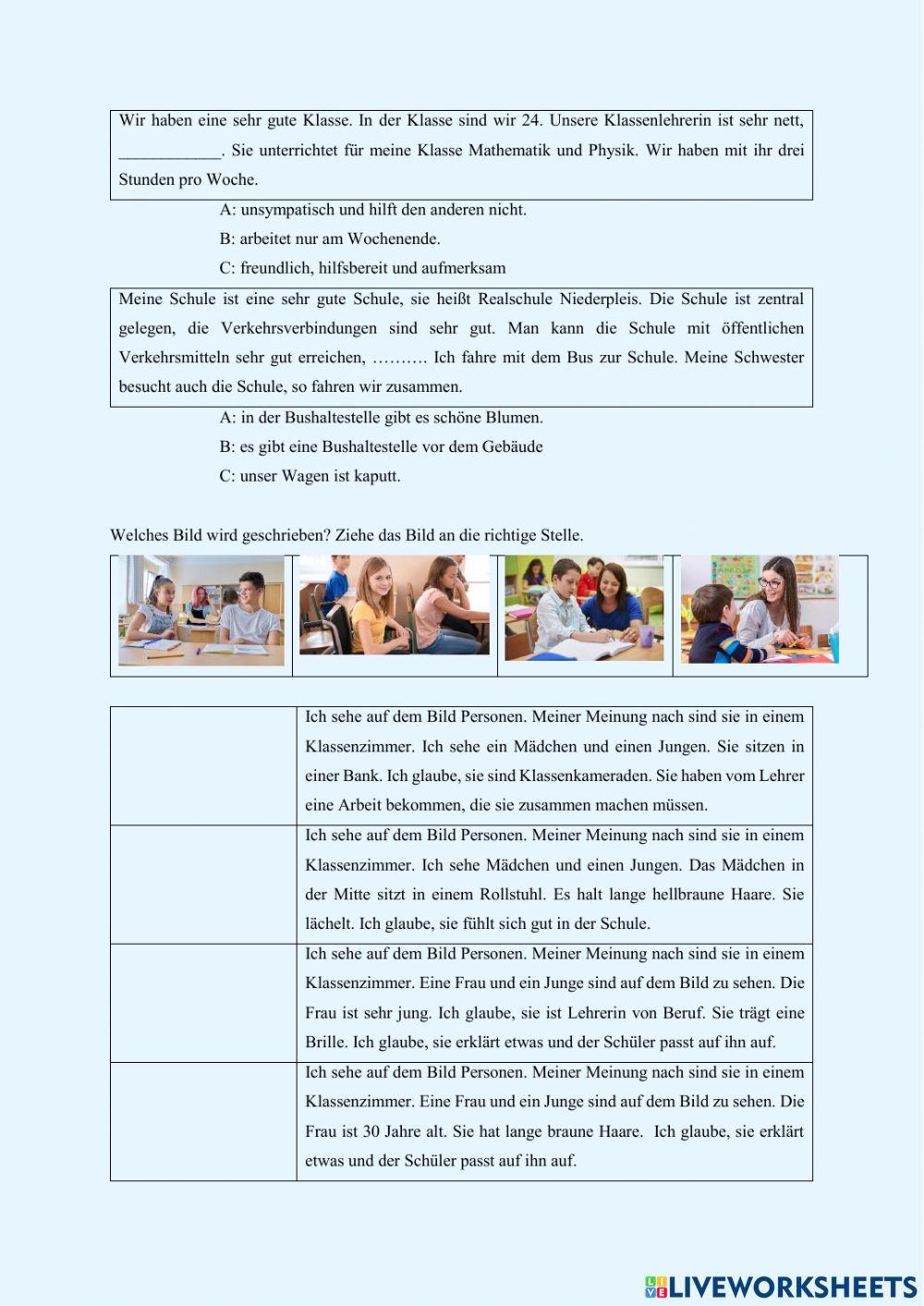 Leseverstehen - Ein Tag- Hotel One