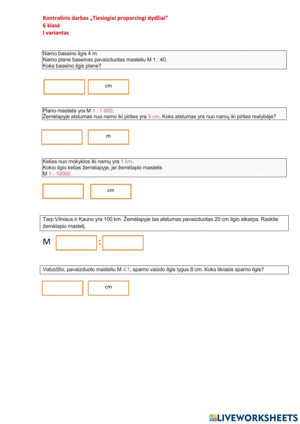 Tiesiogiai proporcingi dydžiai I var