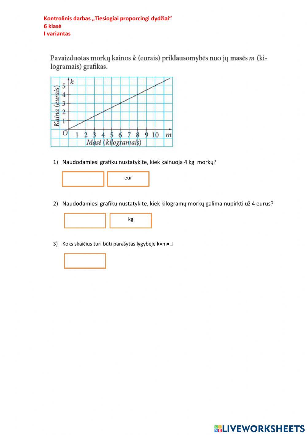 Tiesiogiai proporcingi dydžiai I var
