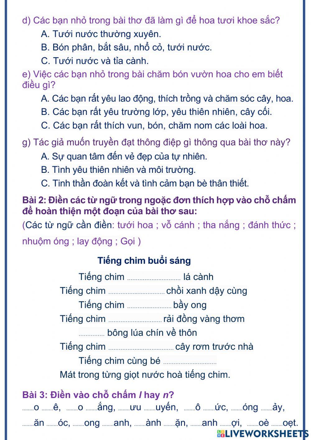 Tiếng Việt 2 (Tuần 25)
