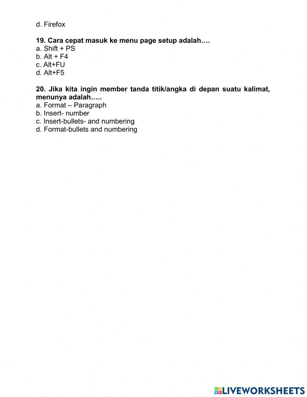 Soal sumatif tik kelas 10