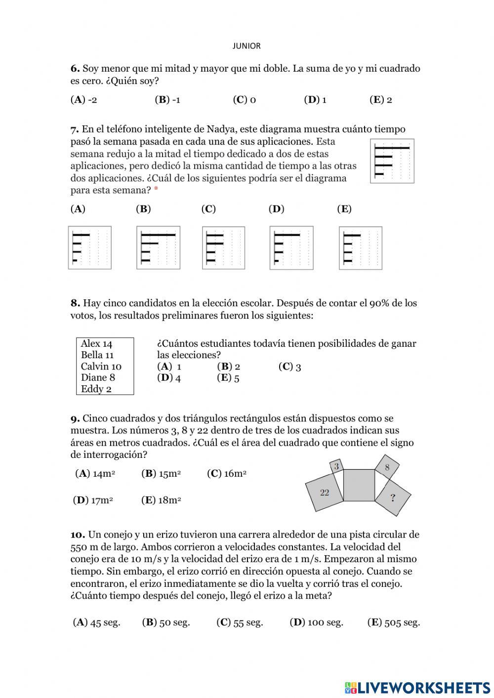 Canguro Matemático 2022 Junior