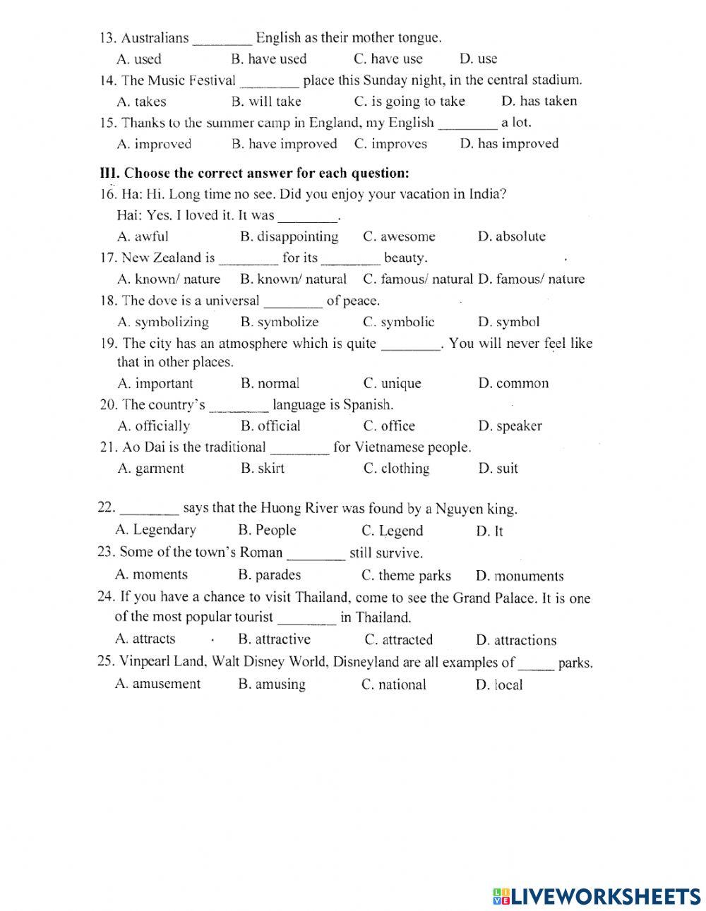 Lop 8- unit 8- test 1