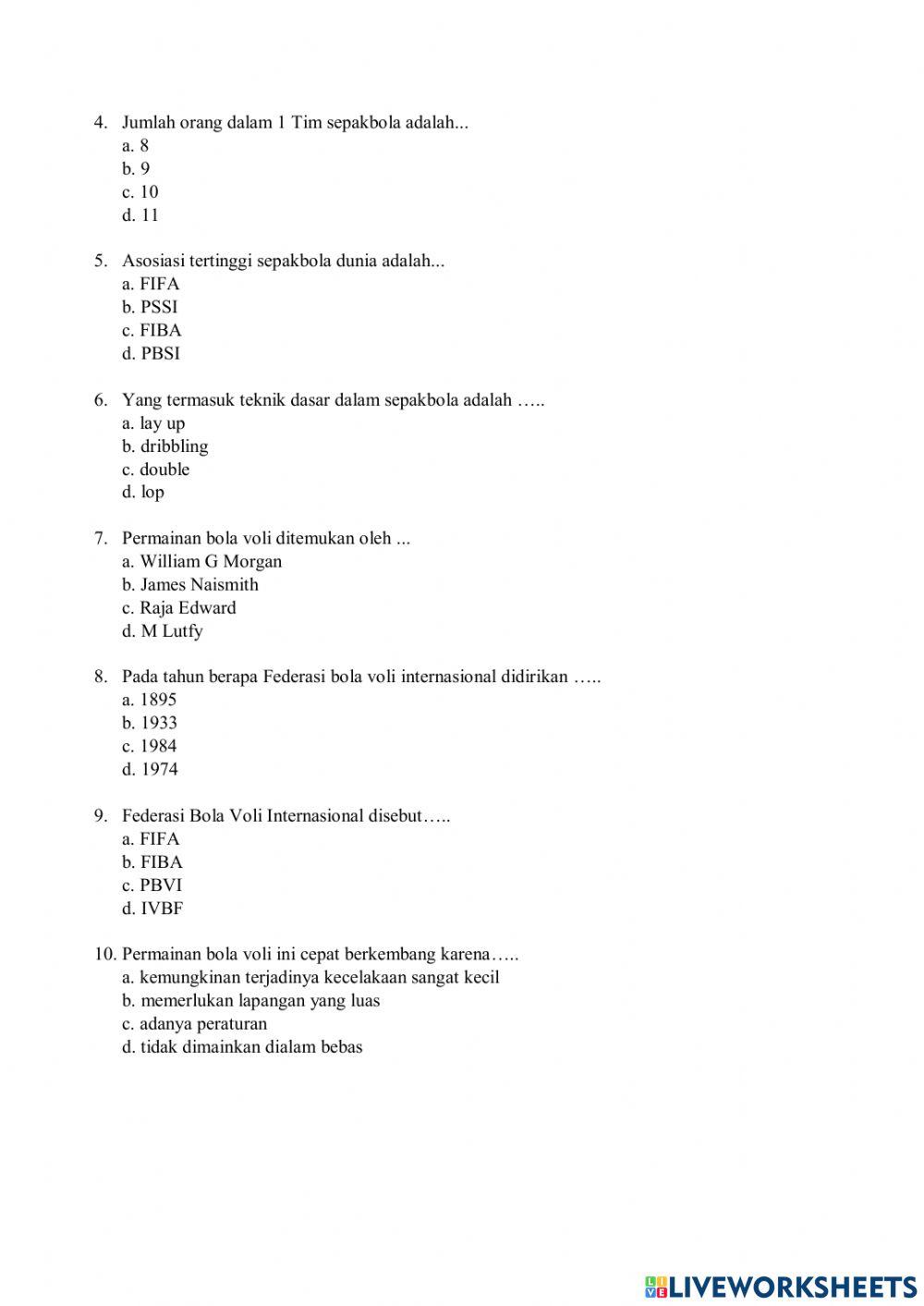 PTS Genap PJOK Kelas 8