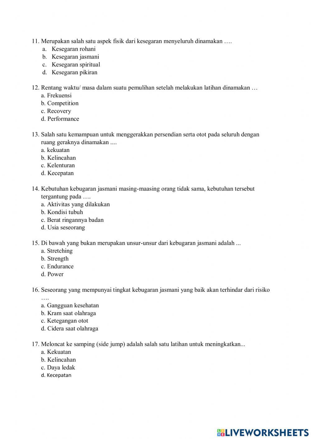 PTS Genap PJOK Kelas 8