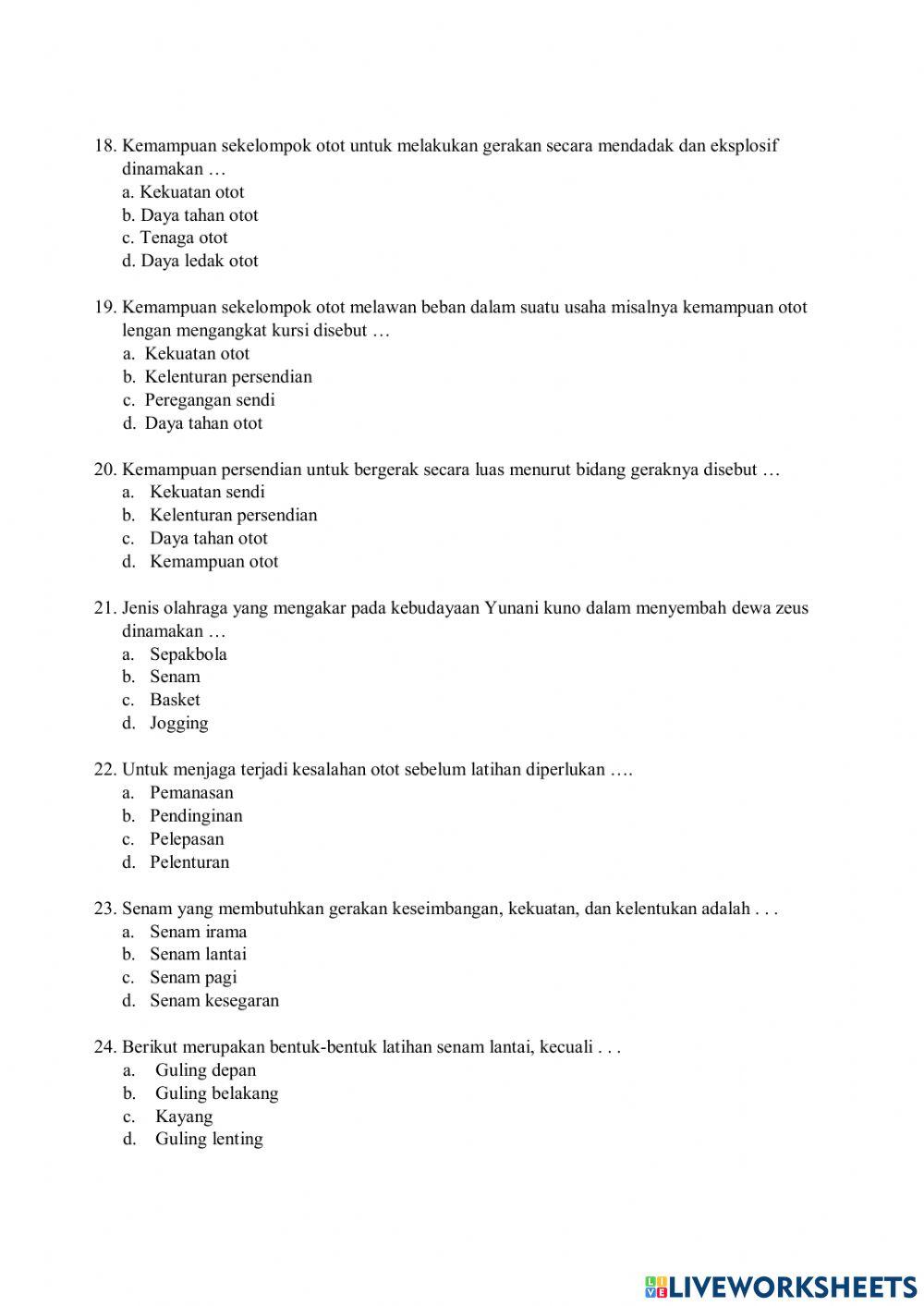 PTS Genap PJOK Kelas 8