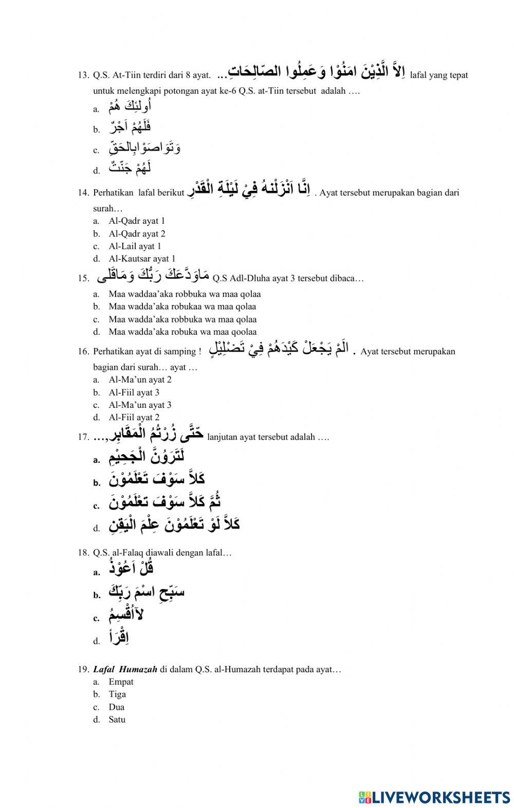 Tes bta ppdb kelas pk